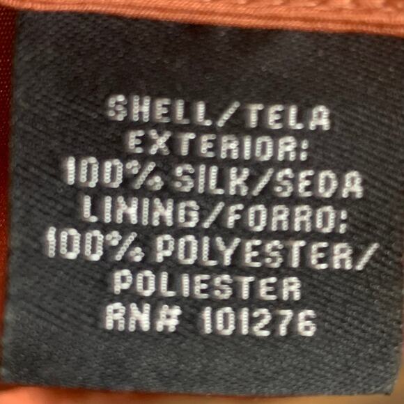 Vtg Y2K ECI New York Silk Dress Womens Sz 14 Orange Red V-Neck Long Sleeve Boho - Picture 8 of 9